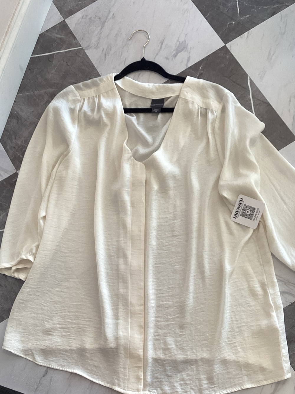 Covington Cream V-Neck Long Sleeve Blouse